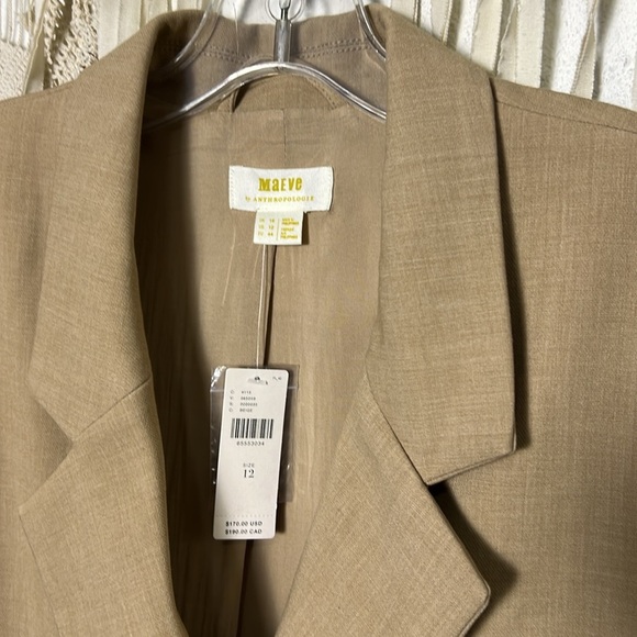 Anthropologie | Maeve NWT Tan Double Breasted Women's Blazer Size  12 - Picture 4 of 11